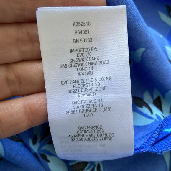 Bob Mackie Wearable Art Dress Sz M Blue Teal Floral Stretch Side Slits Lghweight - Picture 9 of 16